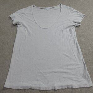 James Perse Womens Shirt Large Gray Boat Neck Slubbed Cotton Modal